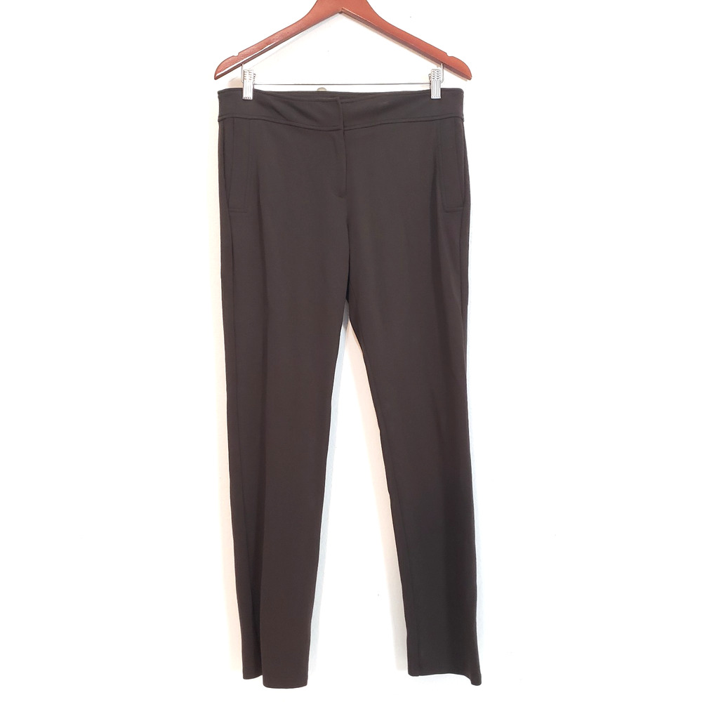 EILEEN FISHER Womens SIZE 14 Brown Ponte Knit Pull On Slim Leg Pants Zip UP